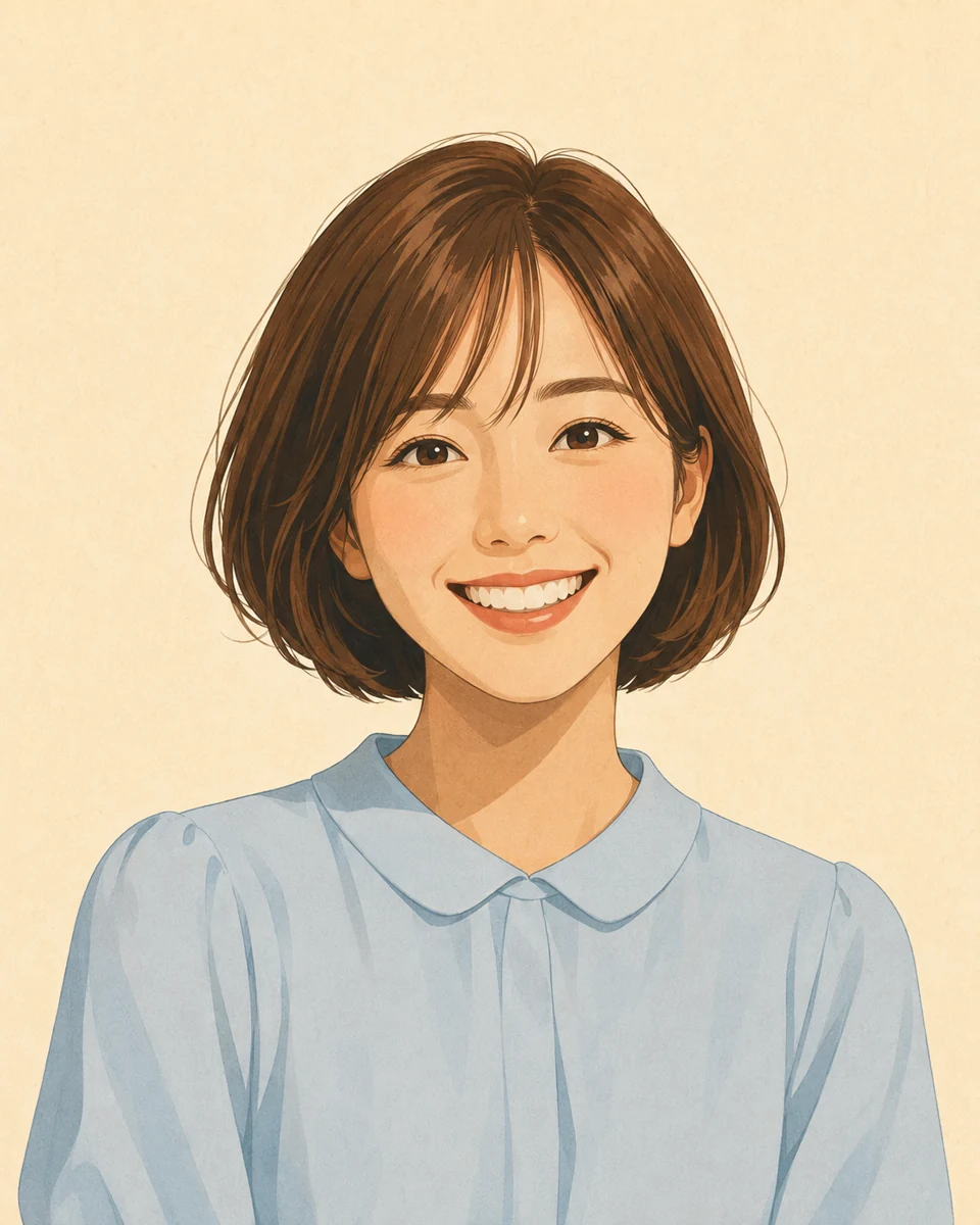 中村 咲(27歳・名古屋)の顔。信用金庫の窓口。3級を飛ばしてFP2級へ