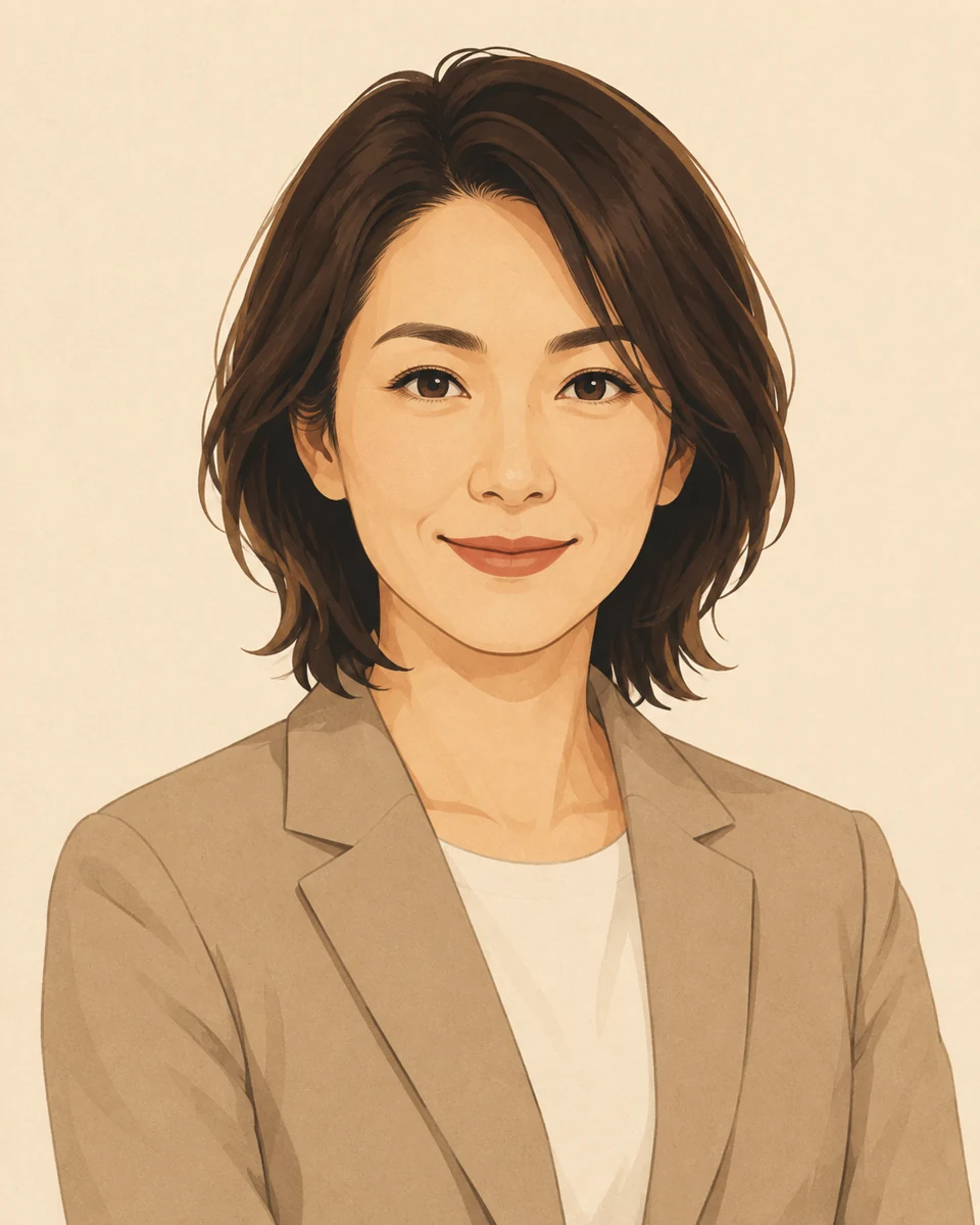 松本 千夏(36歳・千葉)の顔。宅建に受かって、事務職から営業へ転職した