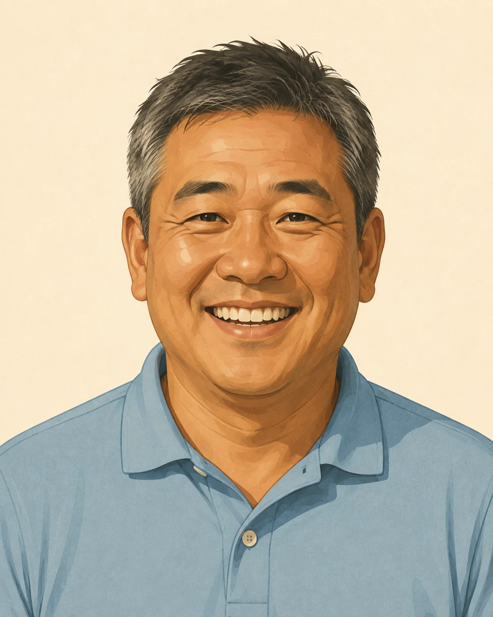 玉城 秀一(47歳・沖縄)の顔。宅建士12年目。更新をぎりぎりで思い出した